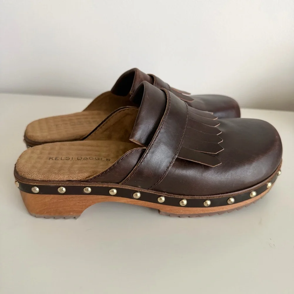 Kelsi Dagger Brown Studded Leather Clog - Picture 7 of 11